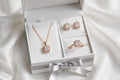 Diamond White Square Halo Jewelry Set –  Earrings & Ring – Bridal 3 Piece Set | BACHAT BEAT