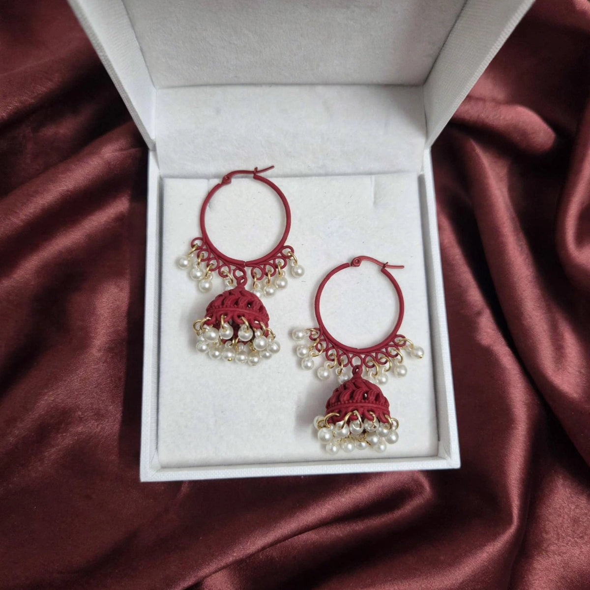 Colorful Pearl Jhumka Hoop Earrings – 8 Colors Collection – Filigree Dome Bali Jhumki with Faux Pearls | Trendy Ethnic Earrings | BACHAT BEAT ✨