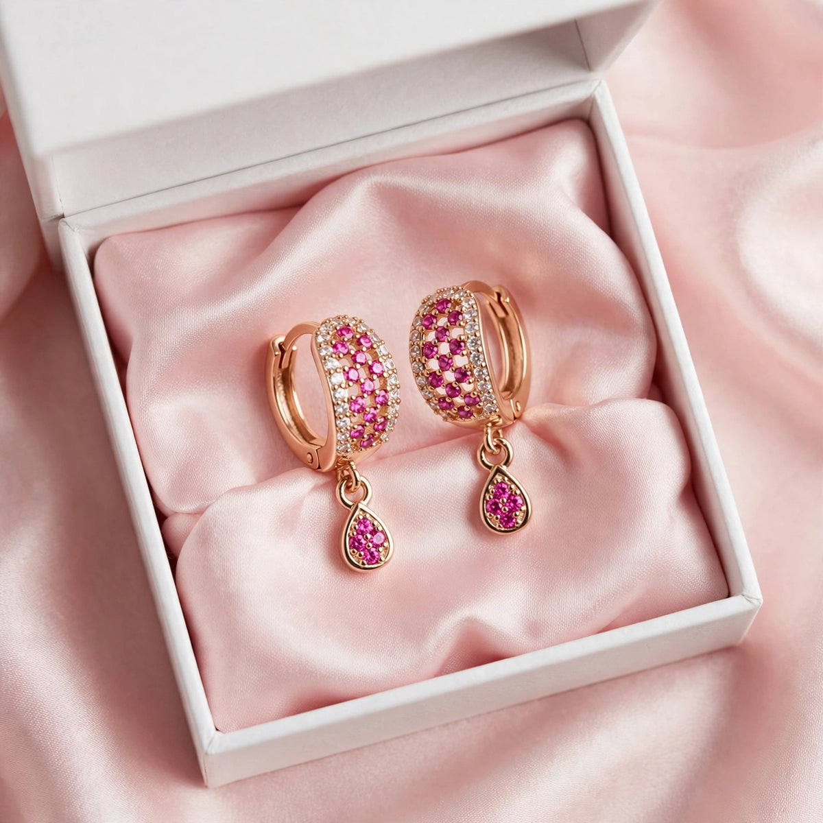 BACHAT BEAT Crystal Pave Huggie Earrings Collection – 2 Designs | Pink & Black Checkered Teardrop Huggie Earrings | Gold Huggie Hoop Earrings for Women | Party Wear 💎💖