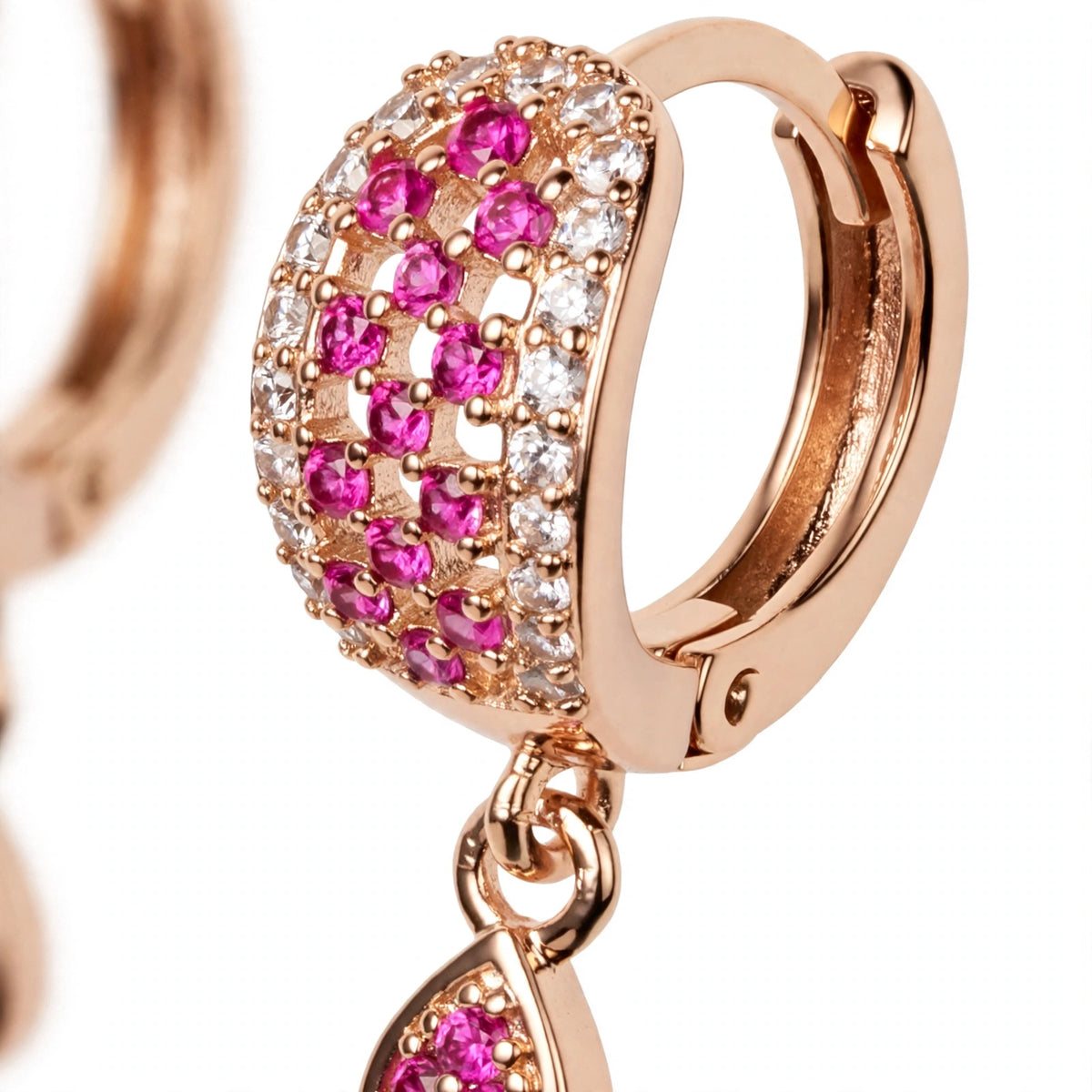 BACHAT BEAT Crystal Pave Huggie Earrings Collection – 2 Designs | Pink & Black Checkered Teardrop Huggie Earrings | Gold Huggie Hoop Earrings for Women | Party Wear 💎💖