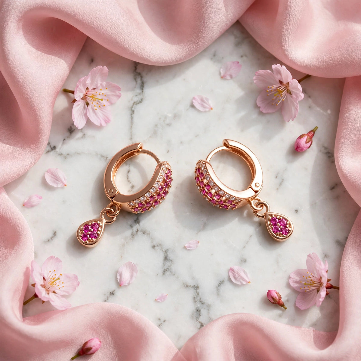 BACHAT BEAT Crystal Pave Huggie Earrings Collection – 2 Designs | Pink & Black Checkered Teardrop Huggie Earrings | Gold Huggie Hoop Earrings for Women | Party Wear 💎💖
