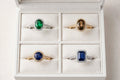 Diamond Elegance 4-Piece Halo Rings Bundle 💎✨ | Clear Diamond, Dark Green, Lavender & Ruby Red | Adjustable Rings for Women | BACHAT BEAT