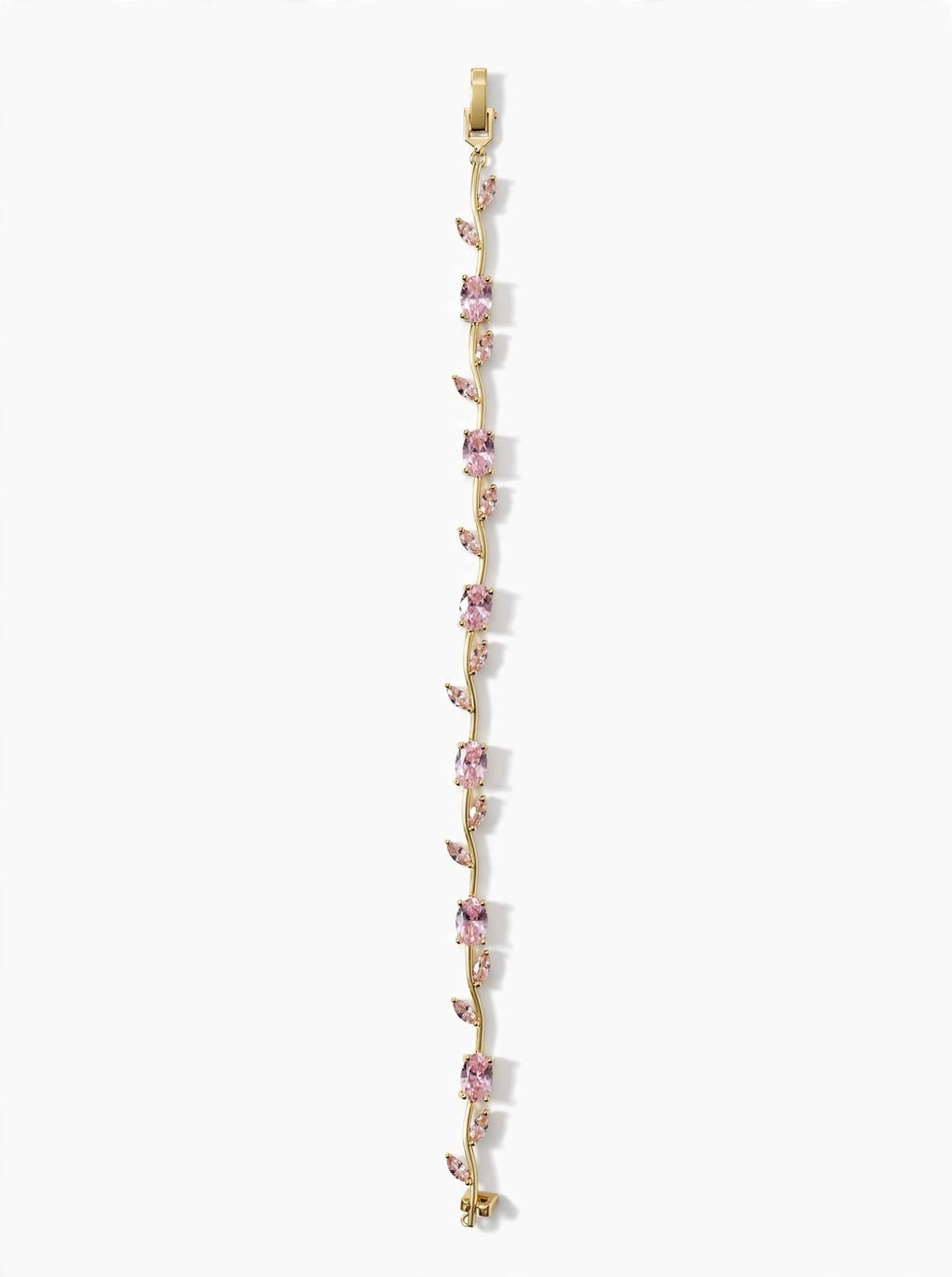 Pink Crystal Leaf Bracelet for Women – Gold Plated Floral Vine Bracelet | Adjustable | Gift for Her | BACHAT BEAT