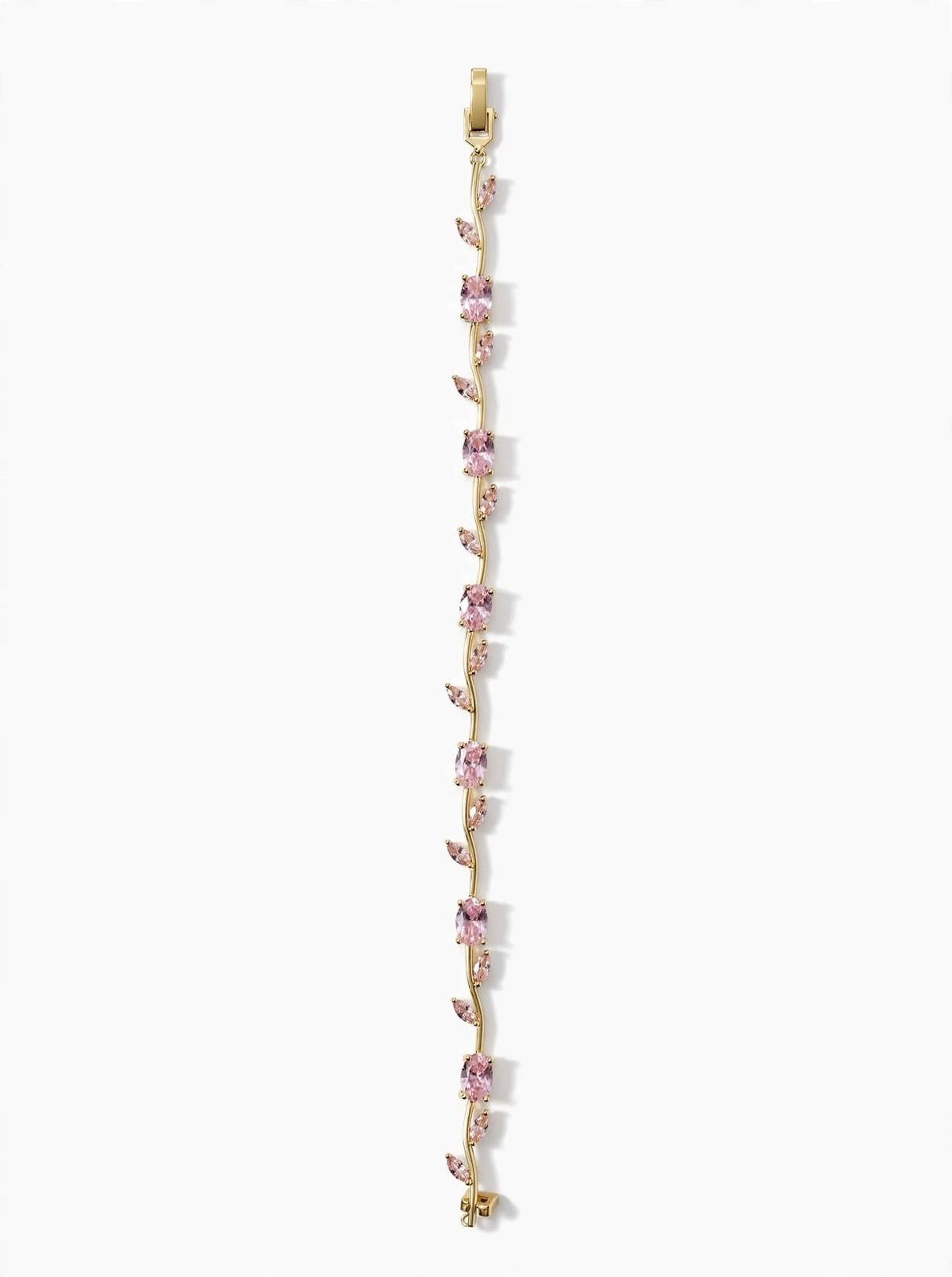 Pink Crystal Leaf Bracelet for Women – Gold Plated Floral Vine Bracelet | Adjustable | Gift for Her | BACHAT BEAT