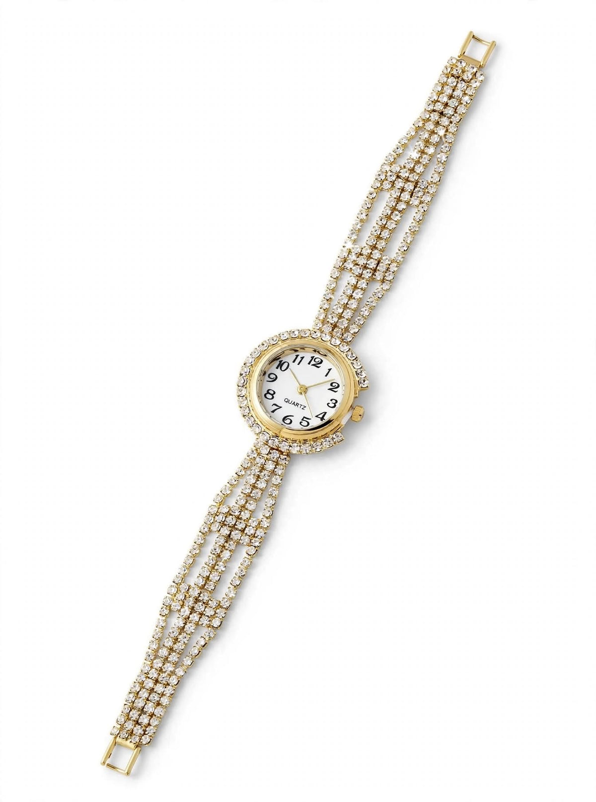 Gold Full Diamond Crystal Mesh Watch